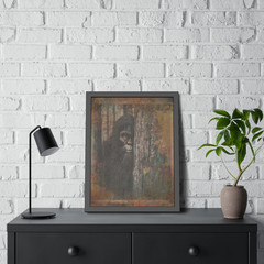 Vintage BIGFOOT FOREST Wall Art, Sasquatch Tree Decor, Cryptid Nature Art Poster