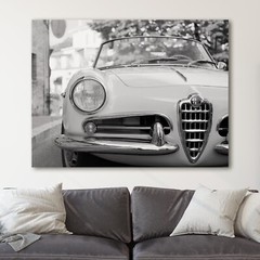 Alfa Romeo Giulia Spider Black & White Vintage Sports Cars Canvas Print Wall Art