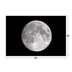 Full Moon Night Sky Black White Vivid Detail Photo Poster 18×12