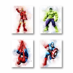 | Superheroes Watercolor Wall Art Poster Prints | Superheroes Wall Art | Set …