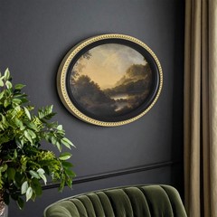 Home Decor Collection Gold Metro Beaded Oval Framed Landscape Wall Art, 14xll