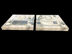 Wrapped Canvas Wall Art Old World Bathroom Theme Decor 12” Black Gold Cream New