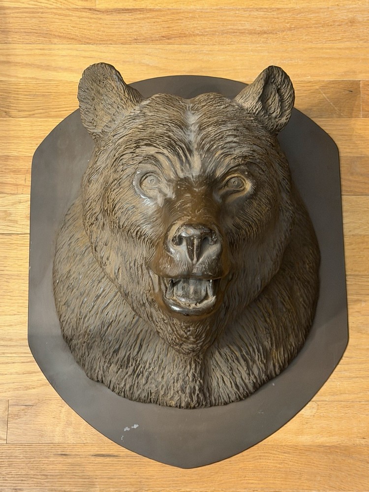 RARE Pottery Barn Rustic Mounted Bear Head Wall Art