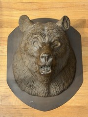 RARE Pottery Barn Rustic Mounted Bear Head Wall Art