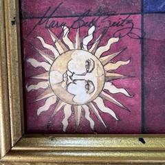 VTG 90s Celestial Moon And Stars Mary Beth Zeitz Framed 14.5 X 14.5 Large Rare!