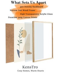 Natural OAK Wood Beige Boho Christian Framed Wall Art, 12×16 in Mid Century M…