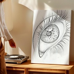Wall Art Black White Eye Sketch Print Surreal Pencil Drawing Modern Home Decor