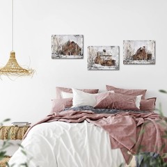 Rustic Farmhouse Wall Decor Country Wall Art Barn Pictures Framed Artwork for Li
