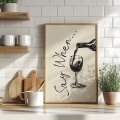 Wine Bottle Line Art Poster | Chic Dining Room Decor