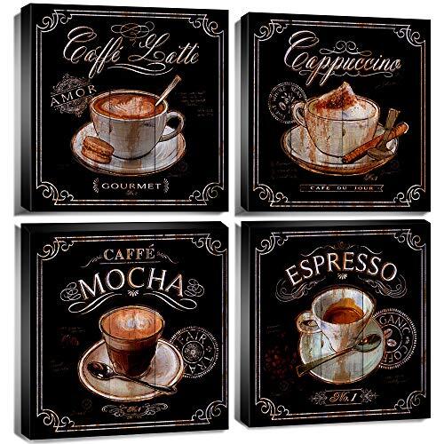 COFFEE WALL ART Kitchen Decor Cup Canvas Vintage Latte Mocha Cafe By