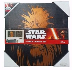 2-Pc Canvas Wall Art Set Disney Star Wars Chewbacca & BB8 Black Background *READ
