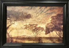 African Sunset/Safari Print w/Zebra Matting & Wood Frame (Unsigned Artwork)