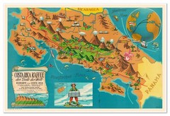 Costa Rica Coffee Map circa 1967 | Art Print Poster Vintage Wall Decor