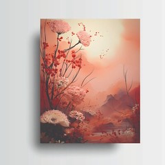 16×20 Peach Landscape Canvas Print Wall Art