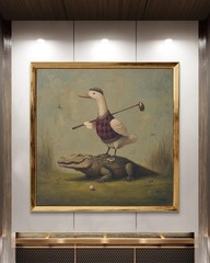Funny Duck Golf Poster Vintage Animal Wall Art Gift for Golf Lovers