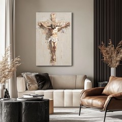 Jesus Christ on Cross Crucifixion Painting Print on Framed Canvas Wall Art