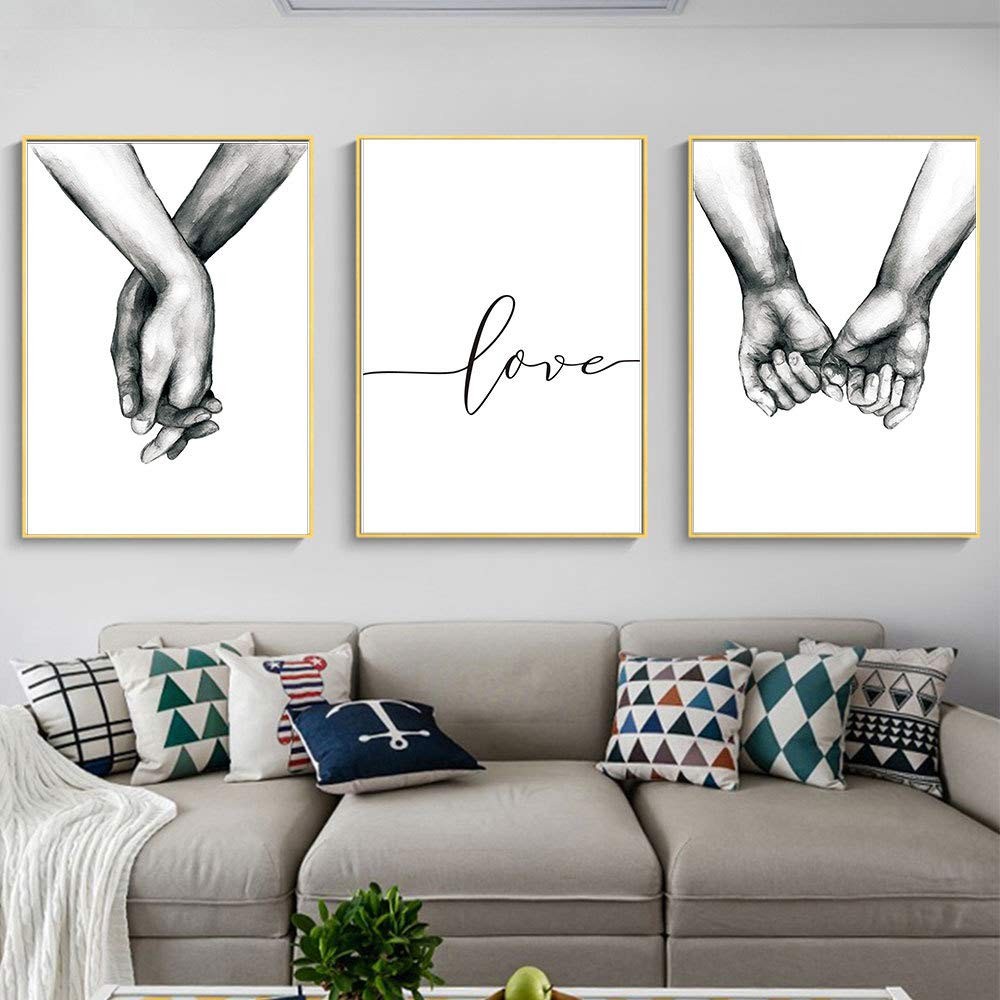 Black & White Sketch Art Canvas Set – 3 Unframed Prints for Home/Office Decor