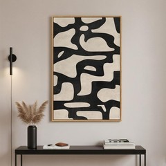 Framed Neutral Abstract Wall Art, Large Modern Canvas Prints Paintings Art24X36