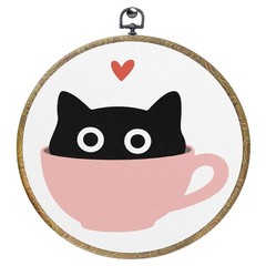 Cat Decor Cute Framed Round Wall Decor Cat Gifts for Women Men Couple Canvas …