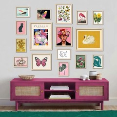 Eclectic Framed Art Prints – 16-Piece Canvas Set for Bedroom & Living Room