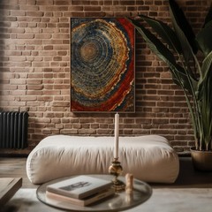 Tree Ring Wall Art Petrified Wood Cross Section Poster in Earthy Tones Nature