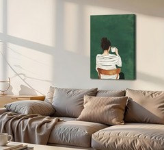 Coffee Lover Canvas Wall Art Modern Simplicity Woman Drinking Coffee Wall Dec…