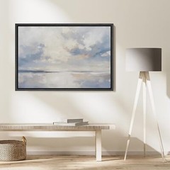 Wall26 Seascape Framed Wall Art Abstract Coastal Ocean Illustration Canvas Print