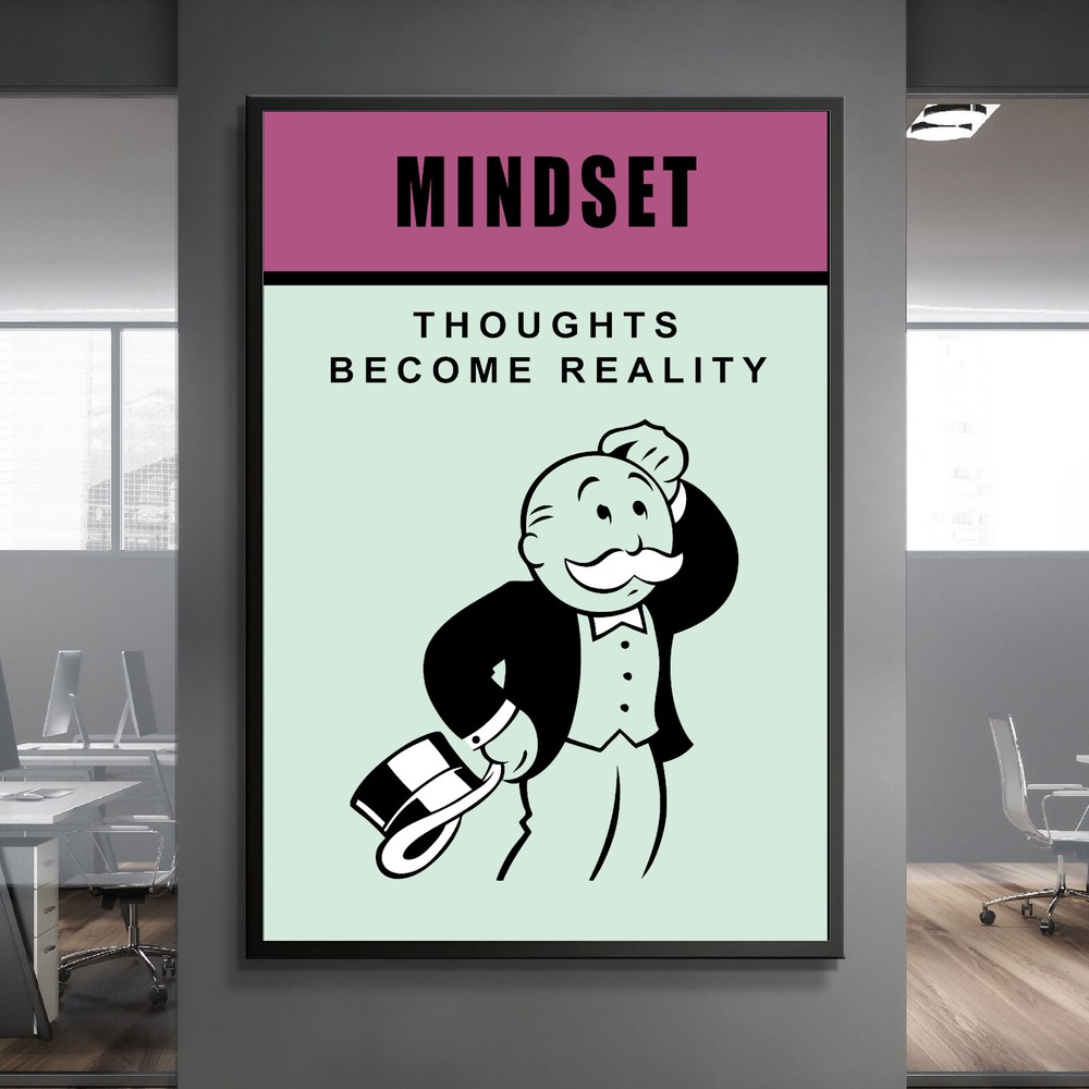 MINDSET Monopoly Quote Success Quote Work Art Decor Motivation POSTER CANVAS ed3
