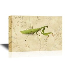 wall26 – Canvas Wall Art – A Praying Mantis on Floral Background – 12×18 inches