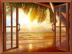 Wall26 – Sunrise on the Oceanside Removable Wall Sticker / Wall Mural – 24″x32″