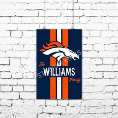 Personalized Denver Broncos Family Name Football Poster Art Print- 11×17 inches