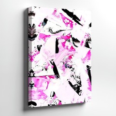 Wall Art Abstract Pink Black White Brushstroke Painting Modern Canvas Decor