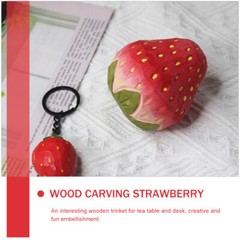 Wood Carving Strawberry Ornament Delicate Wood Strawberry Statue Adornment
