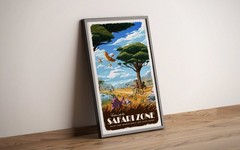Safari Zone Pokemon Poster Retro Travel Gaming Wall Art Canvas