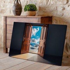 Wide-open Door Stands Prominently In The Wall Art Canvas Print Canvas Wall Art