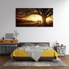 Wall Art Sunset Forest Natural Landscape Painting Wall Mural, DIY Framed 24″x48″