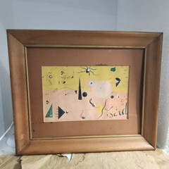 vtg Joan Miro Catalan Landscape wood framed art print MOMA abstract
