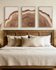 Vintage Tree Rings Wood Framed Wall Art Large 16x24in Modern Retro Stump Wall…