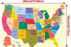 United States Map US Administrative Wall Poster Print Chart Mural USA Atlas