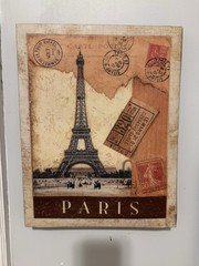 Paris Eiffel Tower Vintage Vertical Canvas Print Brown Beige Black