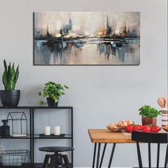 Abstract Canvas Wall Art for Bedrooom Blue and Gray Wall Decor for Living Roo…