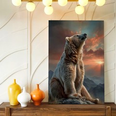 Wall Art Polar Bear Sunset Mountain Landscape Wildlife Bedroom Office Print