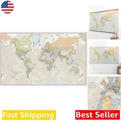 Huge Laminated World Map 46×80″ Classic Political Wall Poster Deluxe
