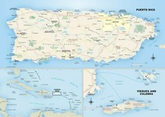 Map of Puerto Rico Caribbean island Glossy Poster Photo Picture Print