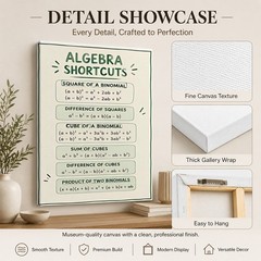 Algebra Shortcuts Educational Wall Art Canvas Math Reference Poster for Student