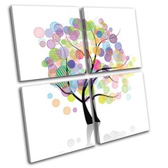 Colourful Nature Trees Abstract MULTI CANVAS WALL ART Picture Print VA