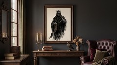 Gothic Skeleton King Scroll Poster Grim Reaper Dark Fantasy Wall Decor Print
