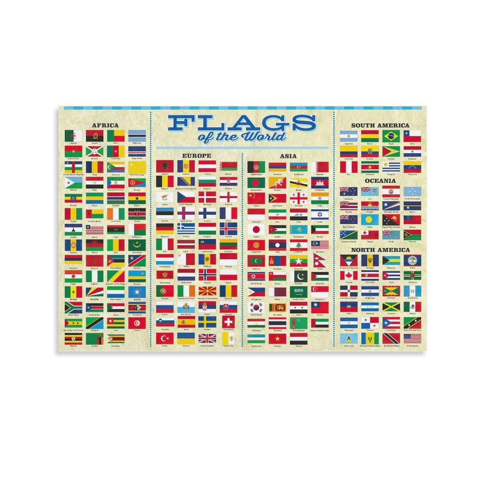 CYPGTBCK Flags of The World Classroom Educational Poster 18″L x 12″W, 5