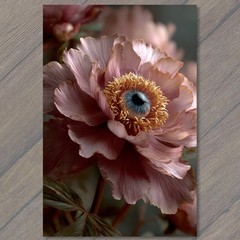 Art Print Surreal Peony Bloom Human Eye Botanical Fantasy Flower