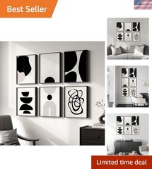 Stylish 11×14 Framed Black & White Abstract Wall Art Set – Waterproof Canvas